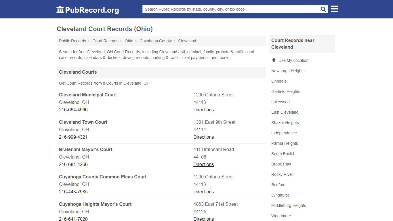 Free Cleveland Court Records (Ohio Court Records) - PubRecord.org